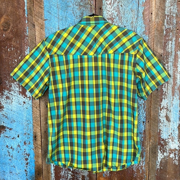 Eddie Bauer Mens M SS Reroute Shirt Bark Green Blue Button Down NWT Size Large - Picture 5 of 5